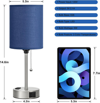 Dicoool Bedside Table Lamp for Bedroom - Small Desk Lamp with USB Ports