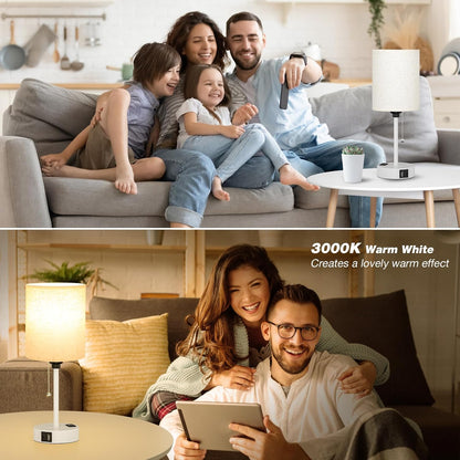 Dicoool Bedside Table Lamp for Bedroom - Small Desk Lamp with USB Ports
