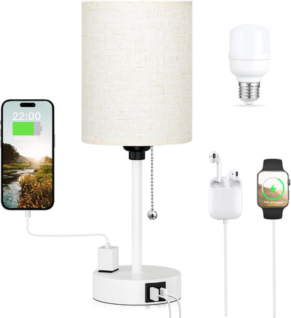 Dicoool Bedside Table Lamp for Bedroom - Small Desk Lamp with USB Ports