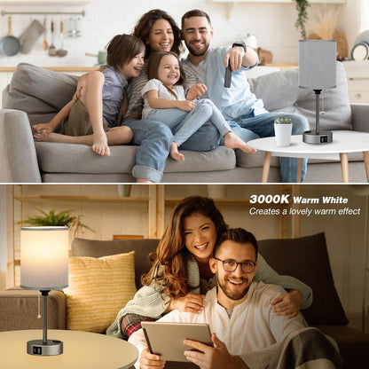 Dicoool Bedside Table Lamp for Bedroom - Small Desk Lamp with USB Ports