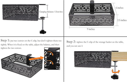 Under Desk Drawer, Clamp on Desk Organizer Under Table Hanging Desk Storage