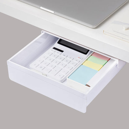 Under Desk Drawer - Super Large Under Table Hidden Drawer Desk Accessories & Workspace Organizers Desktop Storage Pencil Slide Out Organizer with Screw Adhesive Tape Shelf Tray at Office