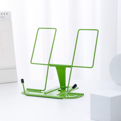MSDADA Metal Book Stand for Desk, Adjustable Reading Rest Book Holder, Portable Cookbook Documents Holder, Sturdy Typing Stand for Recipes Textbooks Tablet Music Books with Page Clips (Black)