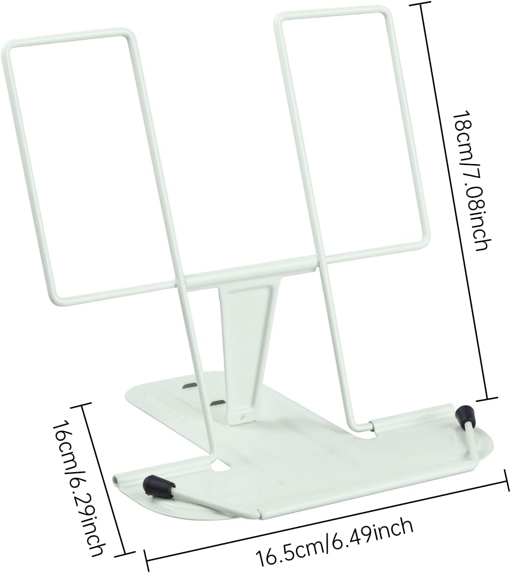 MSDADA Metal Book Stand for Desk, Adjustable Reading Rest Book Holder, Portable Cookbook Documents Holder, Sturdy Typing Stand for Recipes Textbooks Tablet Music Books with Page Clips (Black)