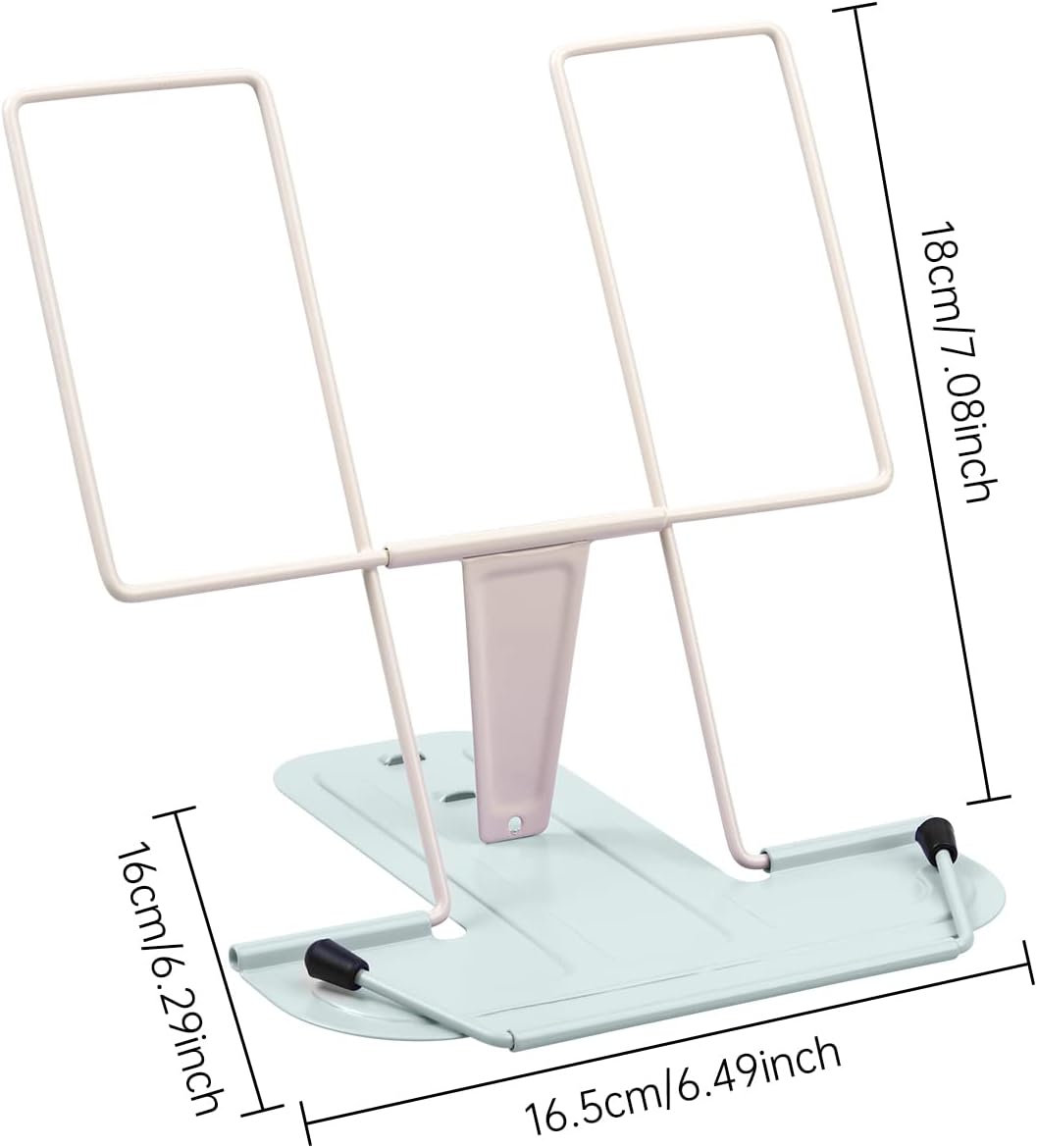 MSDADA Metal Book Stand for Desk, Adjustable Reading Rest Book Holder, Portable Cookbook Documents Holder, Sturdy Typing Stand for Recipes Textbooks Tablet Music Books with Page Clips (Black)
