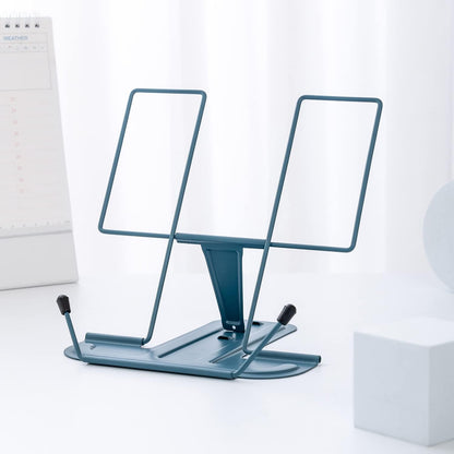 MSDADA Metal Book Stand for Desk, Adjustable Reading Rest Book Holder, Portable Cookbook Documents Holder, Sturdy Typing Stand for Recipes Textbooks Tablet Music Books with Page Clips (Black)