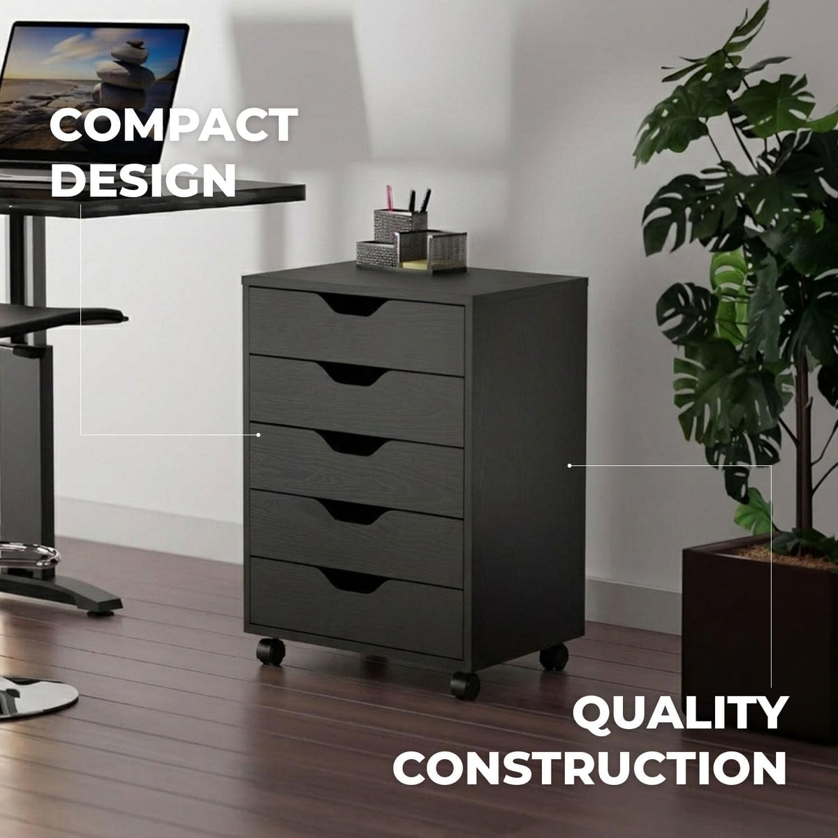 Halifax 5-Drawer Storage Cabinet, Black (20519)