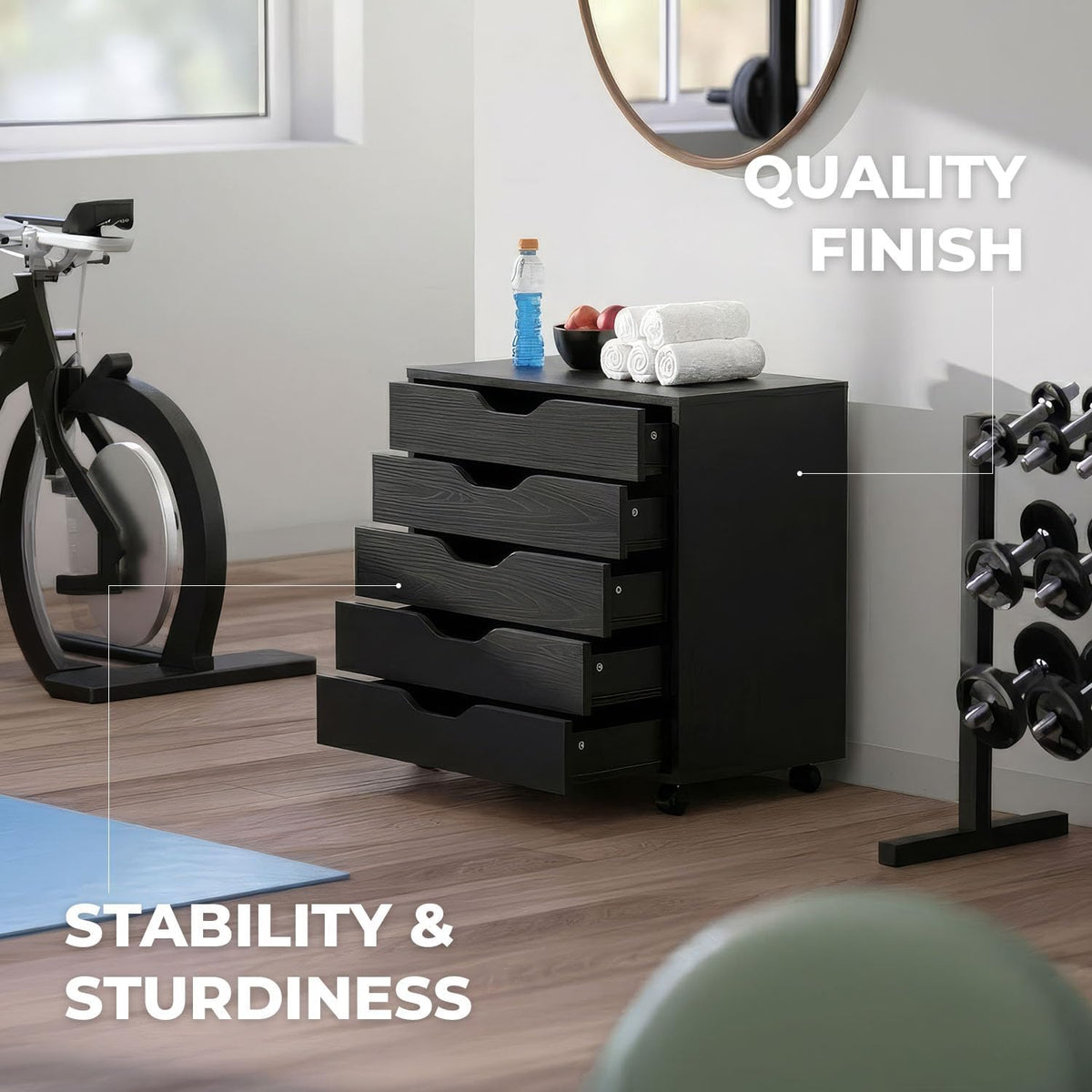 Halifax 5-Drawer Storage Cabinet, Black (20519)