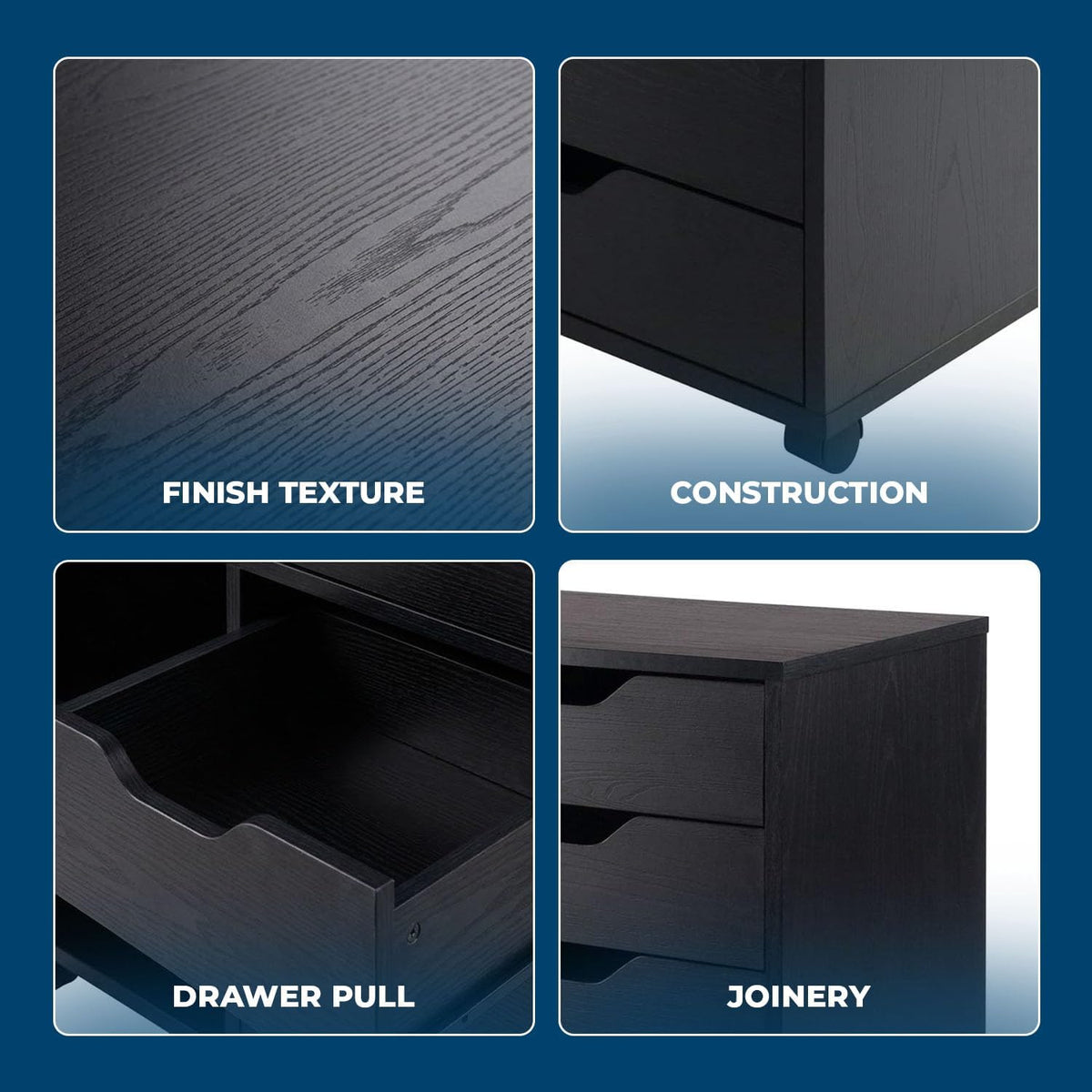 Halifax 5-Drawer Storage Cabinet, Black (20519)