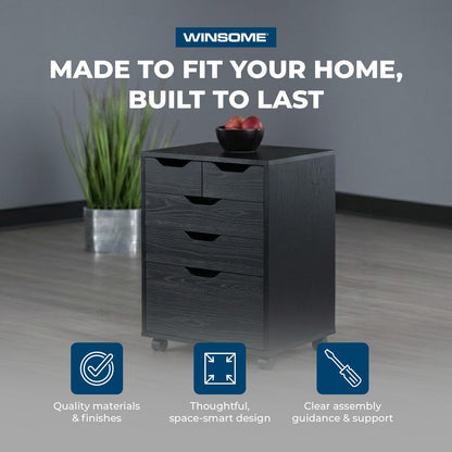 Halifax 5-Drawer Storage Cabinet, Black (20519)