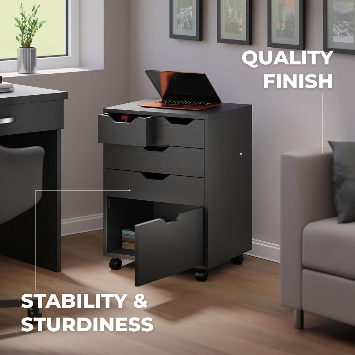 Halifax 5-Drawer Storage Cabinet, Black (20519)