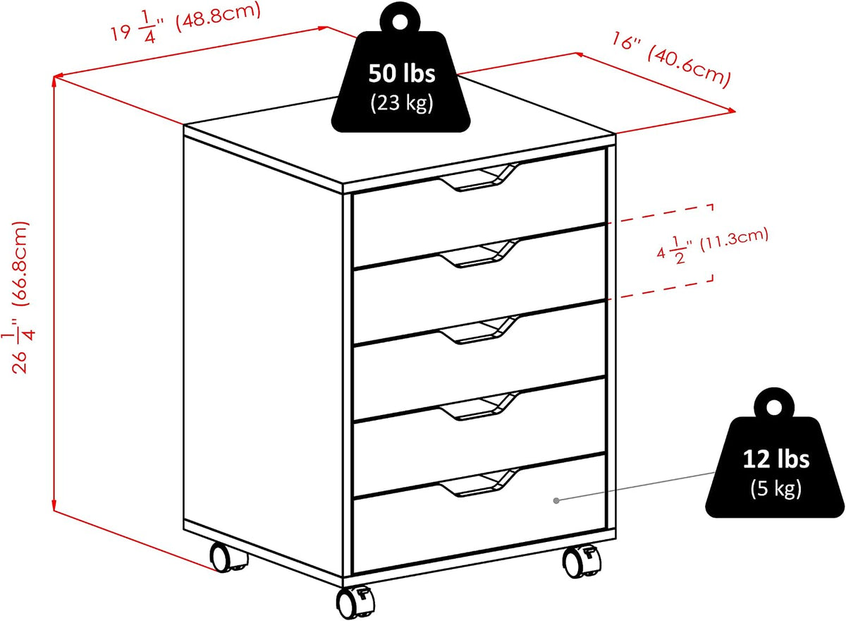 Halifax 5-Drawer Storage Cabinet, Black (20519)