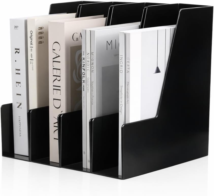 Vertical Magazine File Holder, 4 Pack, Black