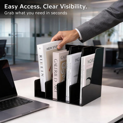 Vertical Magazine File Holder, 4 Pack, Black