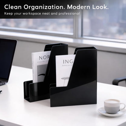Vertical Magazine File Holder, 4 Pack, Black