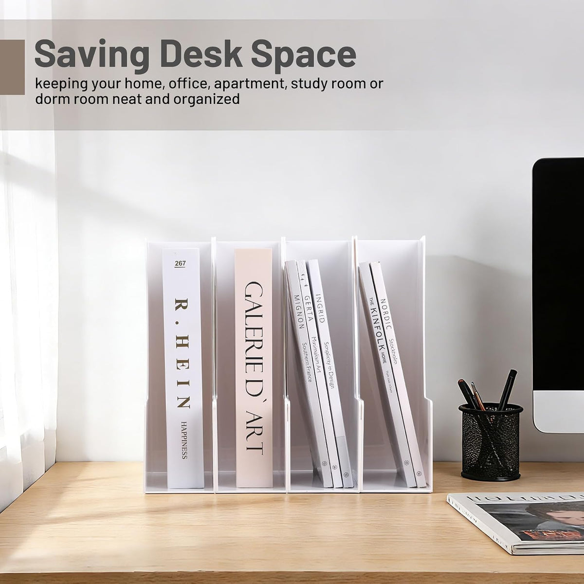 Vertical Magazine File Holder, 4 Pack, Black