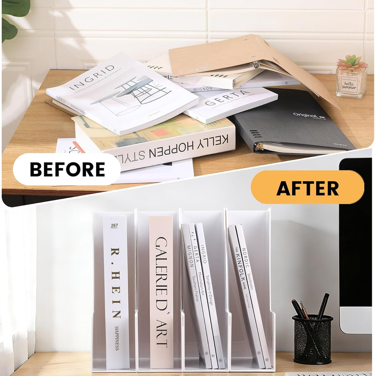 Vertical Magazine File Holder, 4 Pack, Black
