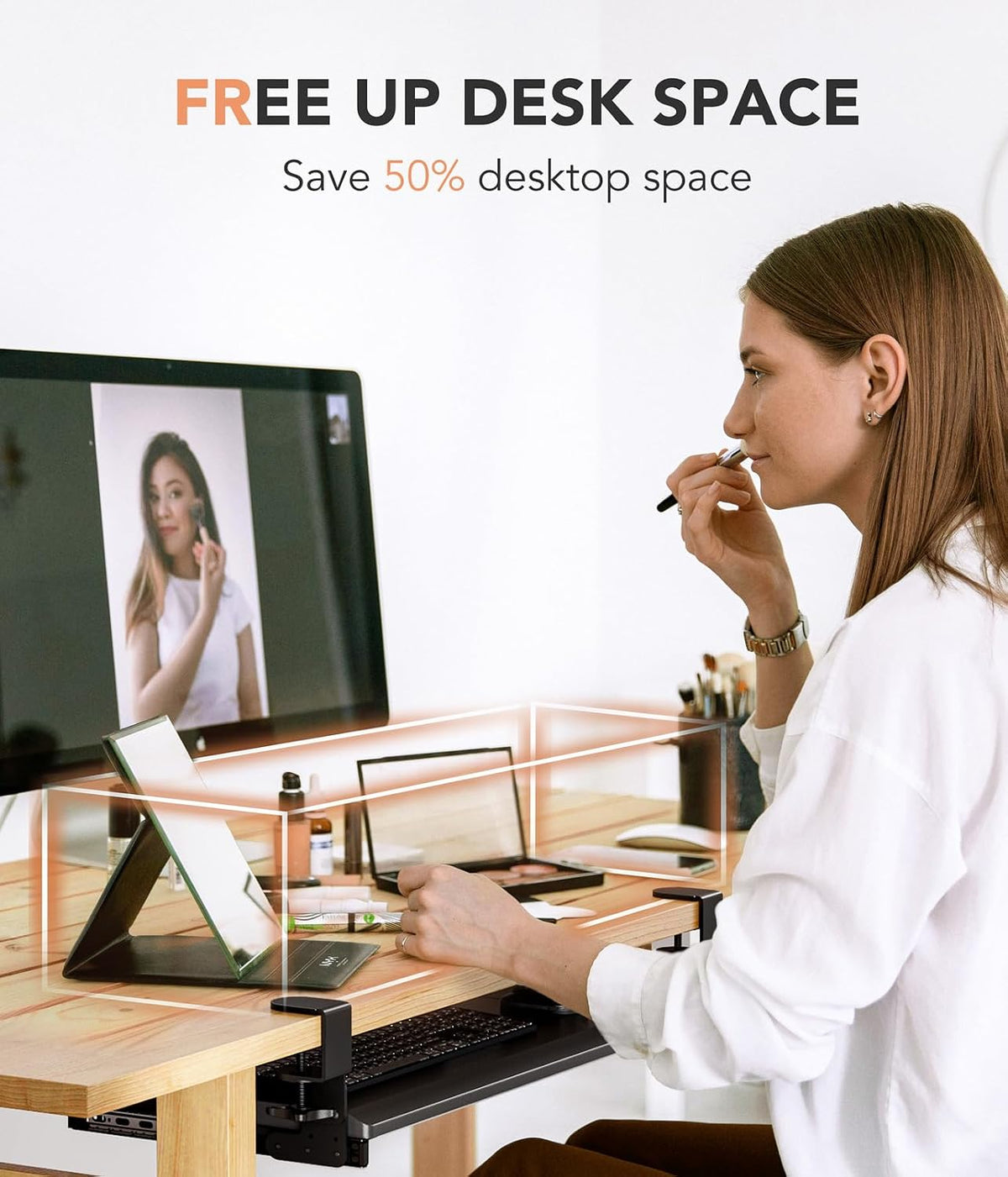 Keyboard Tray Under Desk Pull Out with Extra Sturdy C Clamp Mount System, 27.3 (32.5 inch Including Clamps) x 11 Inch Slide-Out Platform Computer Drawer for Typing Black