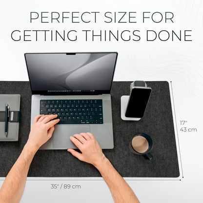 Nordik Felt Desk Mat - Large Felt Desk Pad - Charcoal 35 x 17 inches