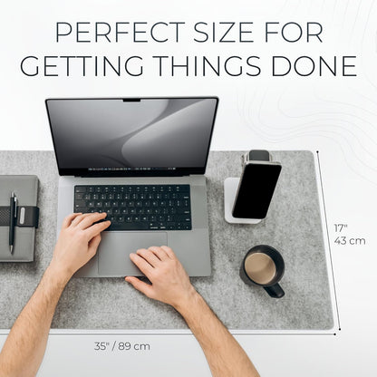 Nordik Felt Desk Mat - Large Felt Desk Pad - Charcoal 35 x 17 inches