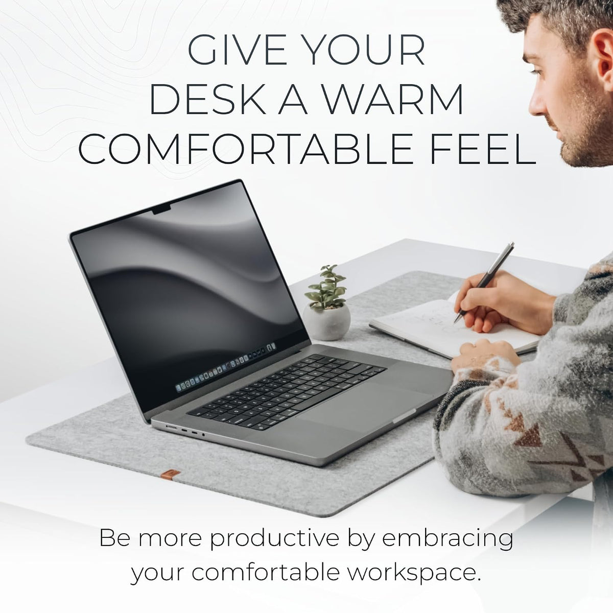 Nordik Felt Desk Mat - Large Felt Desk Pad - Charcoal 35 x 17 inches