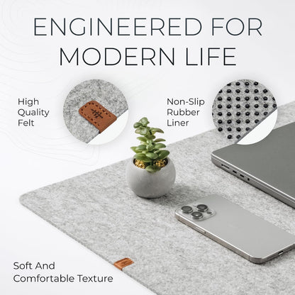 Nordik Felt Desk Mat - Large Felt Desk Pad - Charcoal 35 x 17 inches