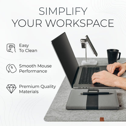 Nordik Felt Desk Mat - Large Felt Desk Pad - Charcoal 35 x 17 inches