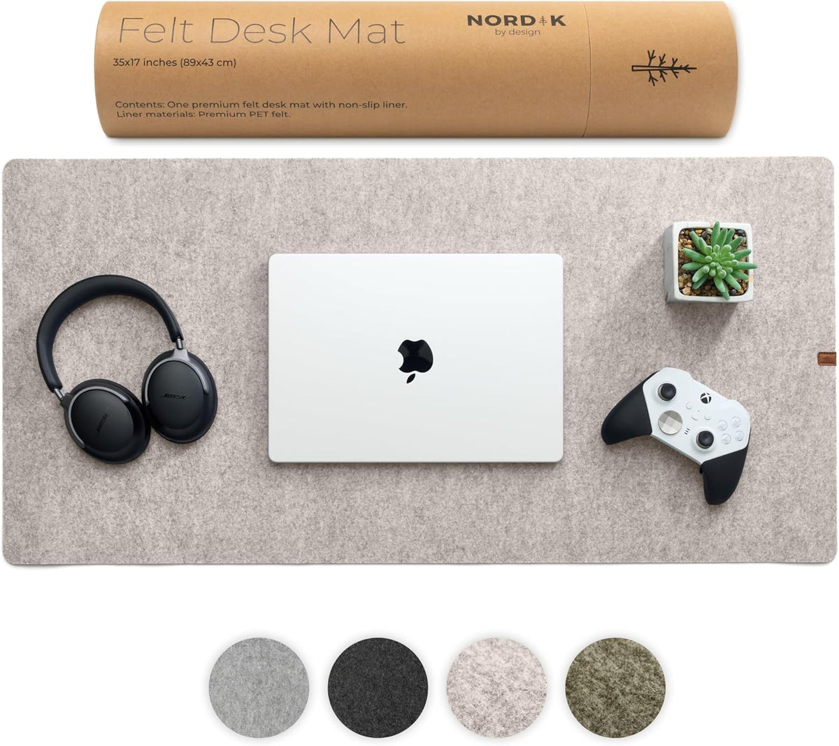 Nordik Felt Desk Mat - Large Felt Desk Pad - Charcoal 35 x 17 inches
