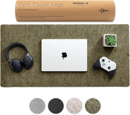 Nordik Felt Desk Mat - Large Felt Desk Pad - Charcoal 35 x 17 inches