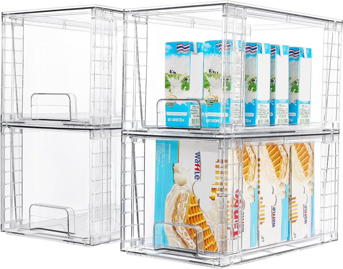 Stackable Clear Pantry Storage Drawers, Large