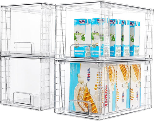 Stackable Clear Pantry Storage Drawers, Large