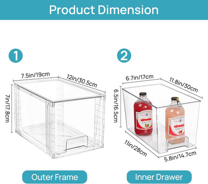 Stackable Clear Pantry Storage Drawers, Large