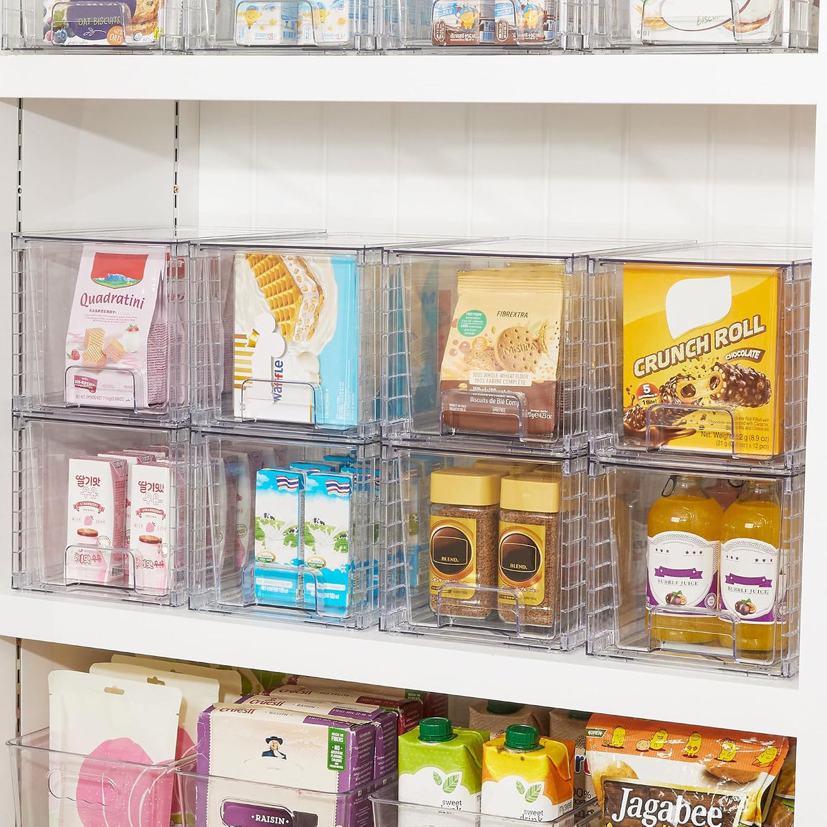 Stackable Clear Pantry Storage Drawers, Large
