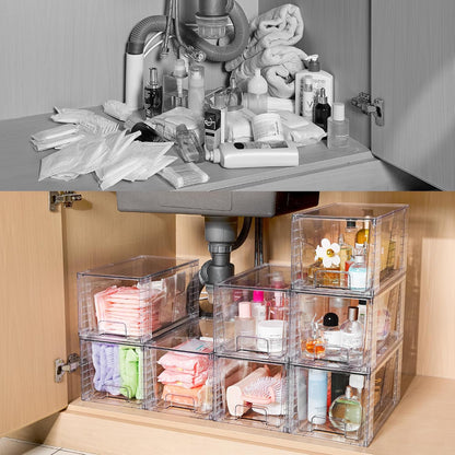 Stackable Clear Pantry Storage Drawers, Large