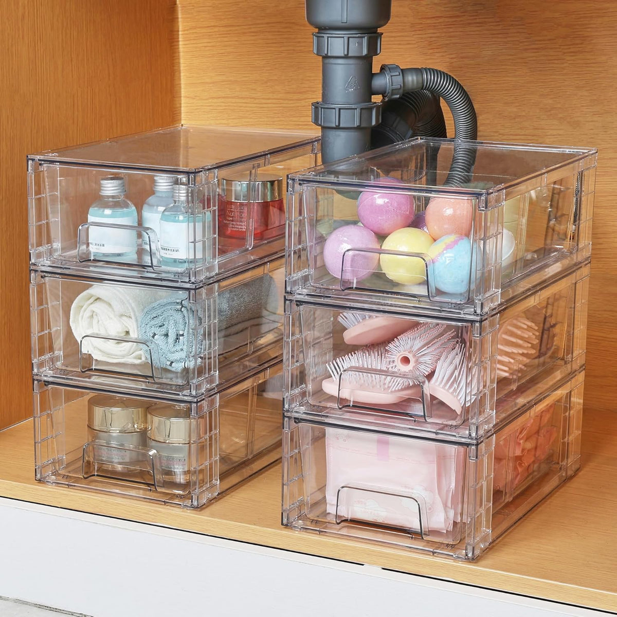 Stackable Clear Pantry Storage Drawers, Large