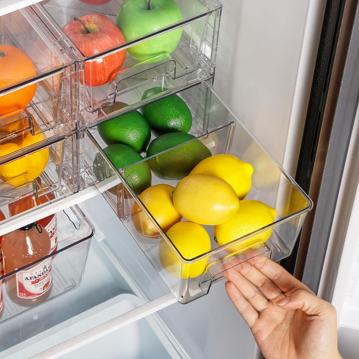 Stackable Clear Pantry Storage Drawers, Large