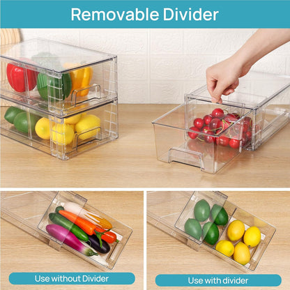 Stackable Clear Pantry Storage Drawers, Large