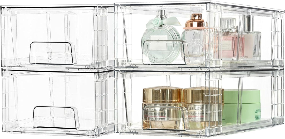 Stackable Clear Pantry Storage Drawers, Large
