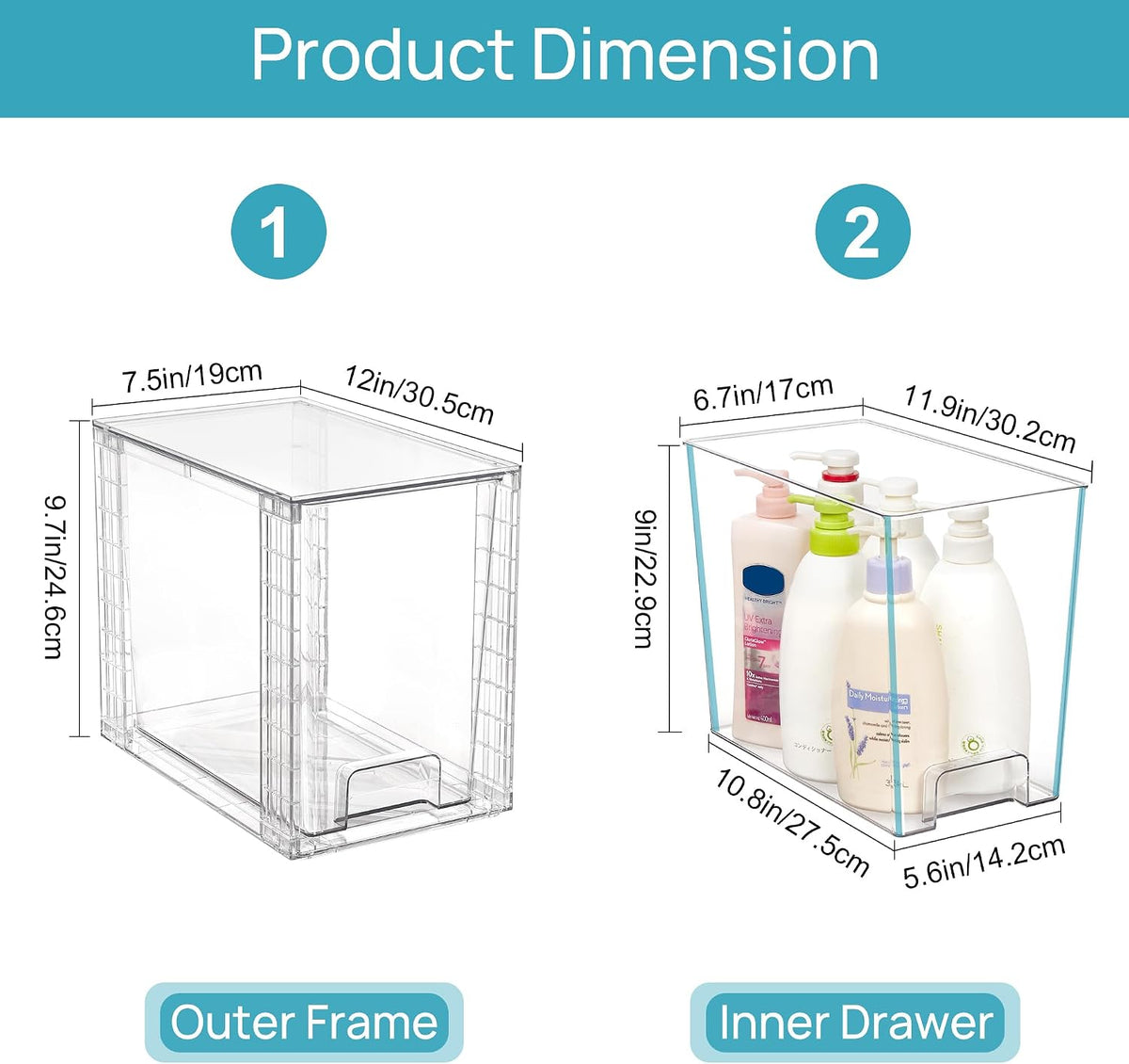 Stackable Clear Pantry Storage Drawers, Large