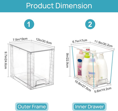 Stackable Clear Pantry Storage Drawers, Large