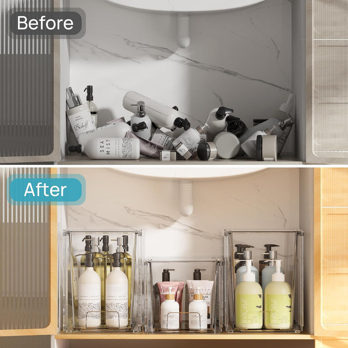 Stackable Clear Pantry Storage Drawers, Large