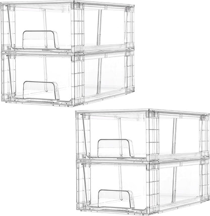 Stackable Clear Pantry Storage Drawers, Large