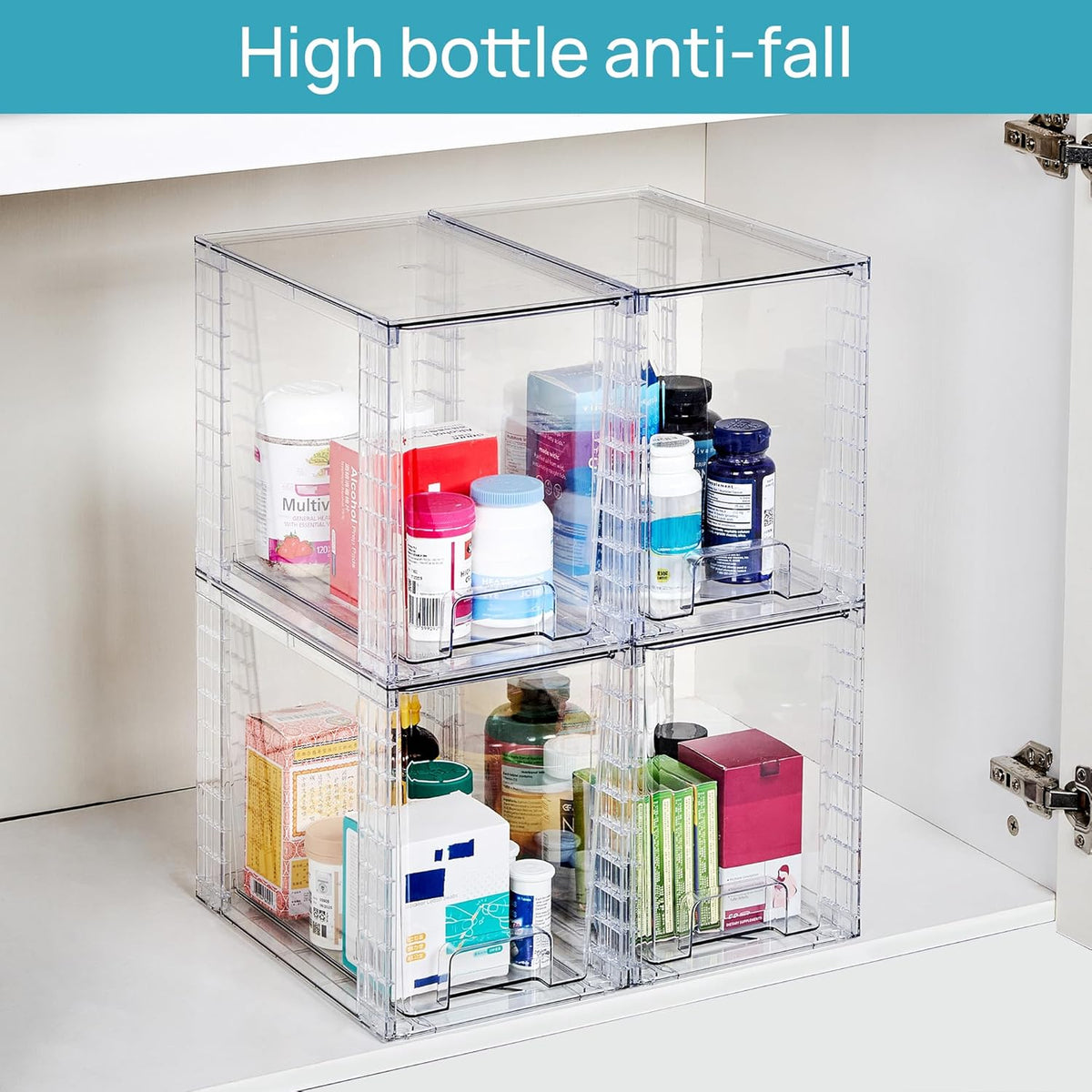 Stackable Clear Pantry Storage Drawers, Large