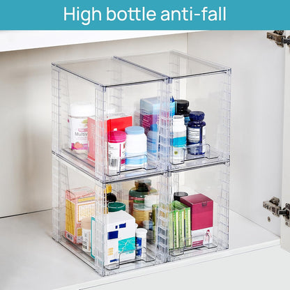 Stackable Clear Pantry Storage Drawers, Large