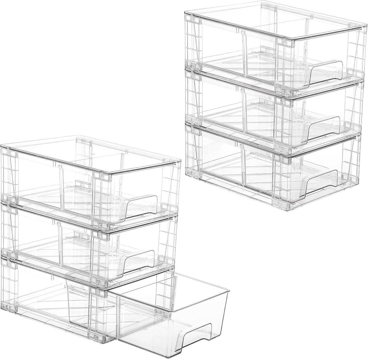 Stackable Clear Pantry Storage Drawers, Large