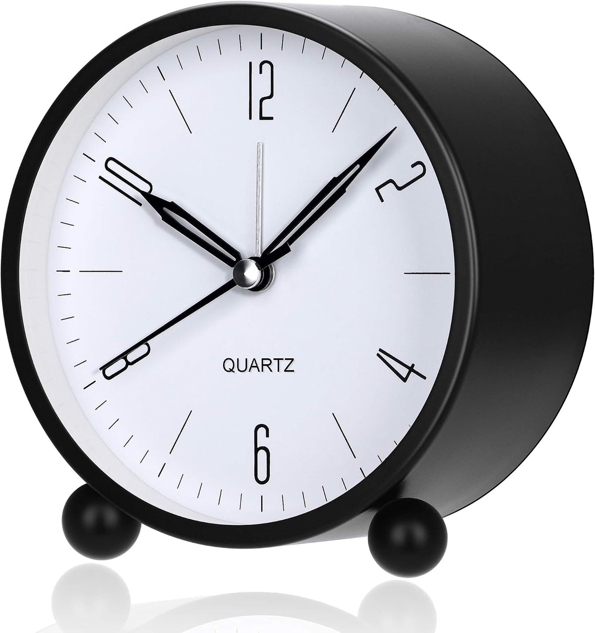 Outwit Analog Alarm Clock, 4 inch Super Silent Non Ticking Small Clock with Night Light, Battery Operated, Simply Design, for Bedroom, Bedside, Desk