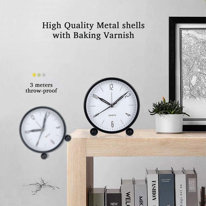 Outwit Analog Alarm Clock, 4 inch Super Silent Non Ticking Small Clock with Night Light, Battery Operated, Simply Design, for Bedroom, Bedside, Desk