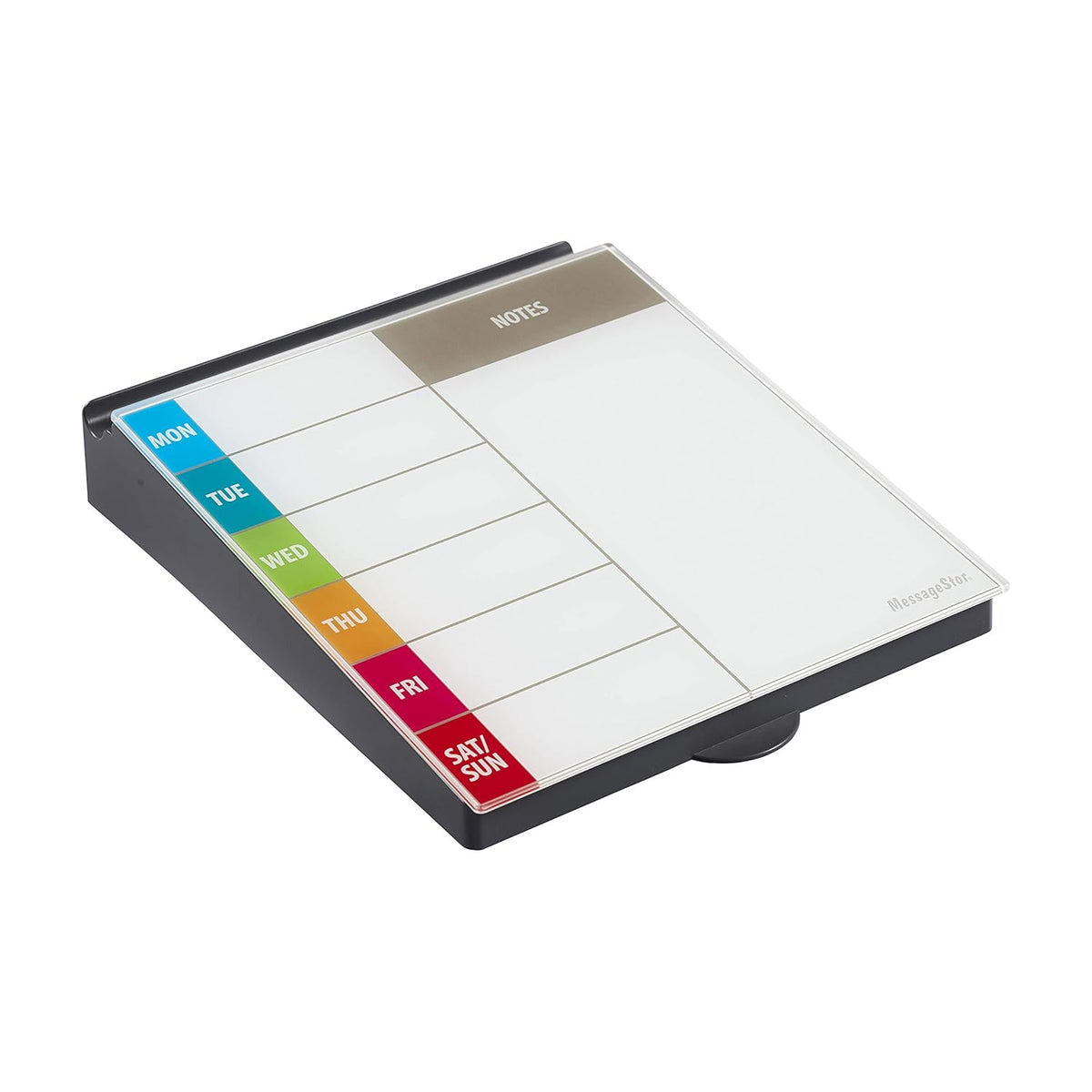 MessageStor Dry-Erase Glass Board Memo Station, Desk Organizer, White