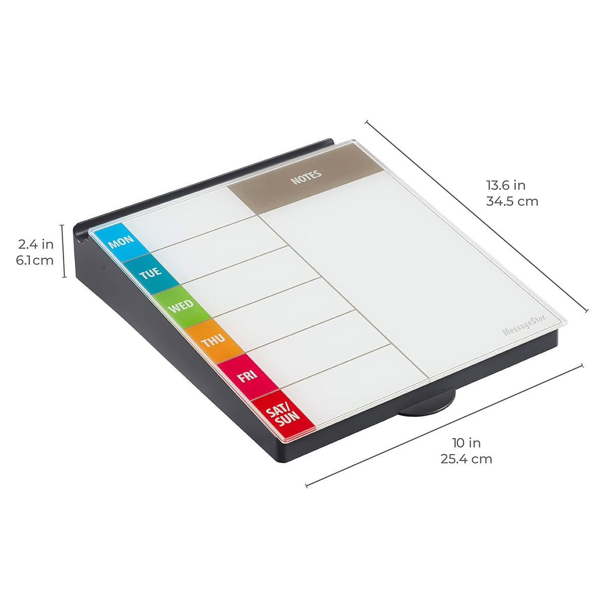 MessageStor Dry-Erase Glass Board Memo Station, Desk Organizer, White