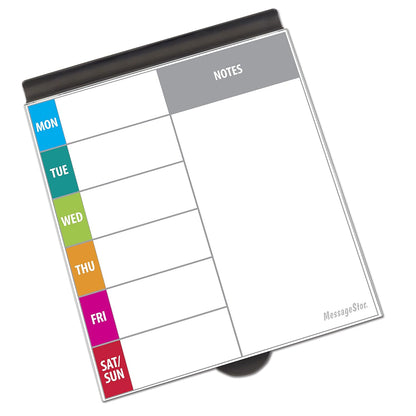 MessageStor Dry-Erase Glass Board Memo Station, Desk Organizer, White